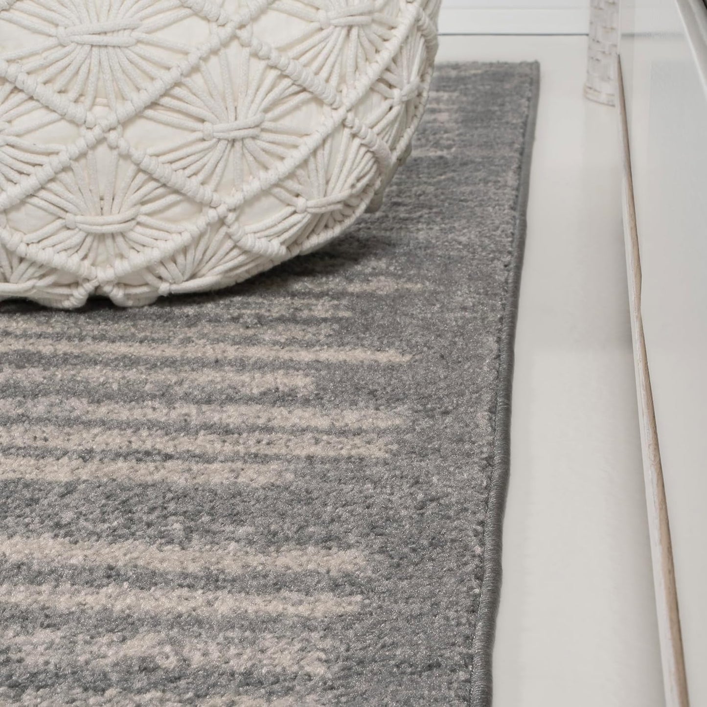 JONATHAN Y Khalil Modern Berber Stripe Gray/Cream Indoor Area Rug, 5x8, Contemporary, Bohemian, Easy-Cleaning for Living Room, Bedroom, Kitchen, Pet Friendly, Non-Shedding (MOH207G-5)
