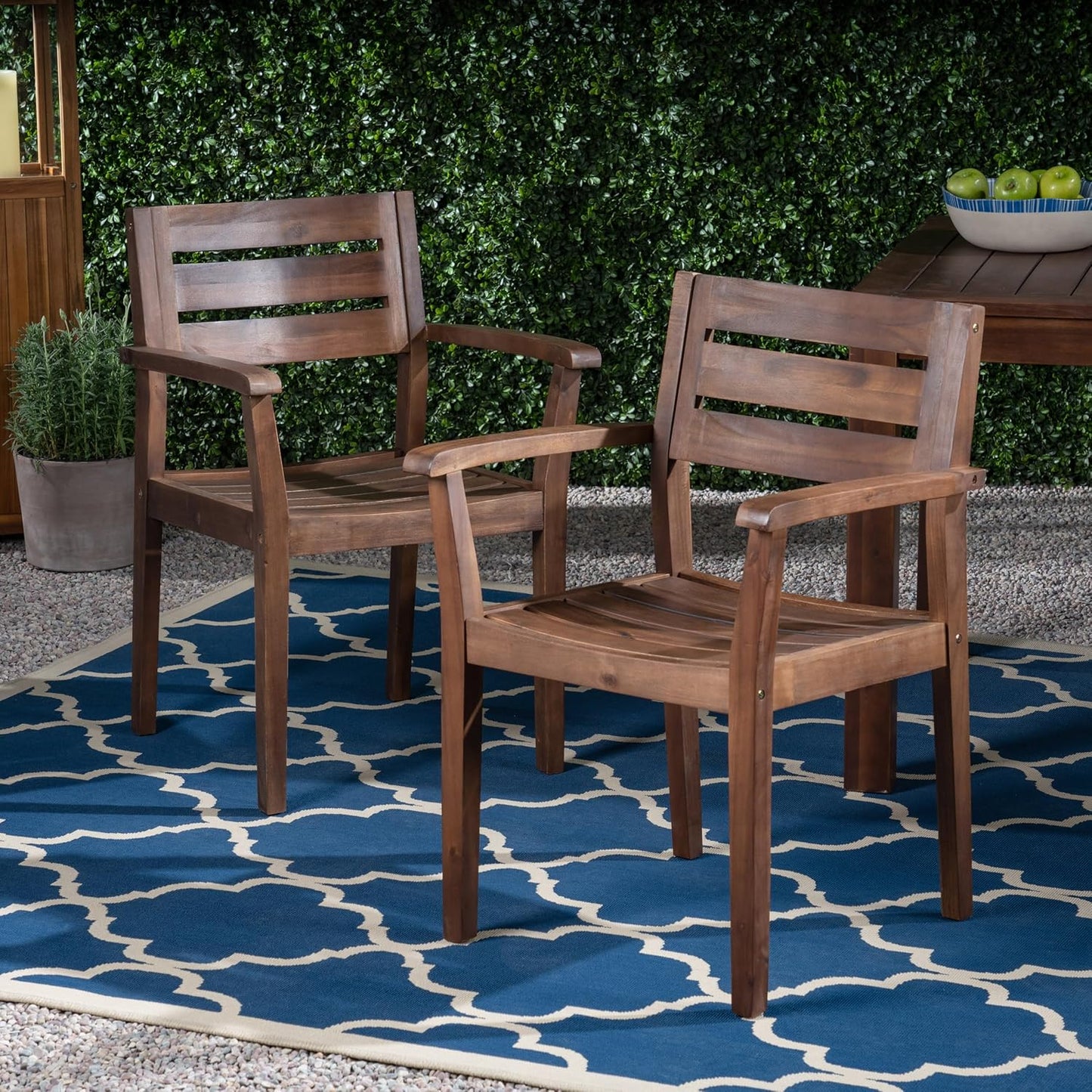 Merax Acacia Wood Dining Chairs Set of 2,Stamford Outdoor Acacia Wood Dining Chairs for Kitchen, Living Room,Outdoor,Dark Brown