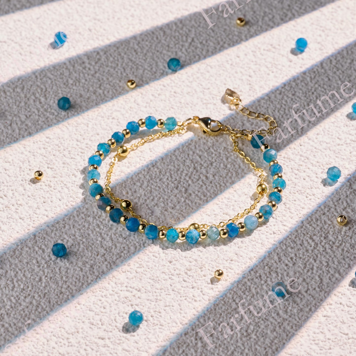 Farfume Apatite Crystal Bracelet Beaded Bracelets for Women 4mm Natural Stone Beads Gemstone Handmade Jewelry Valentine's Day Gifts