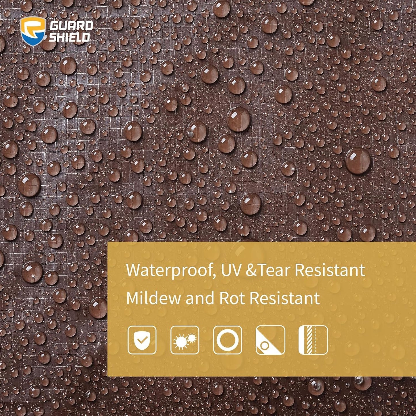 GUARD SHIELD Brown Tarp 20x20 Feet Waterproof Tarps Lightweight Camping Tarp Outdoor Multi Purpose Poly Cover 6mil