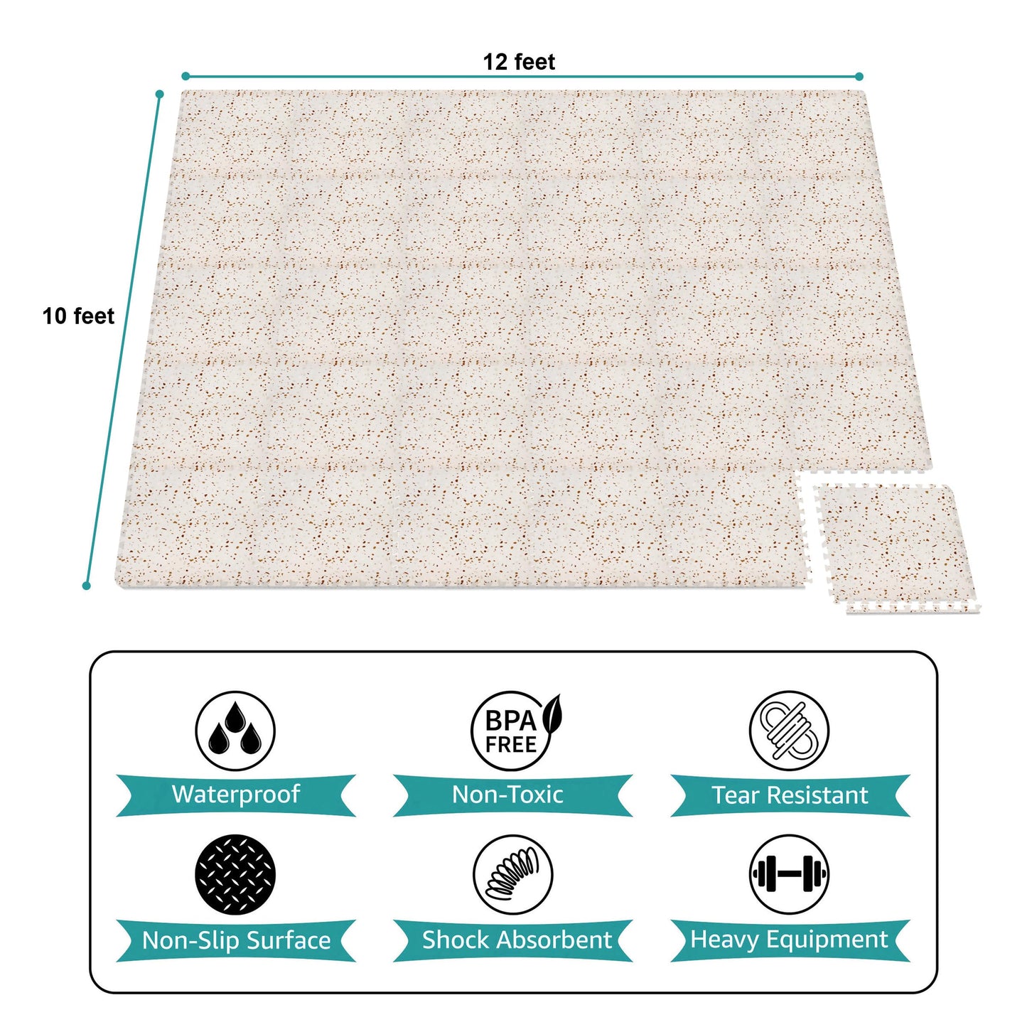 Sorbus 120 Sq. Ft. Wood Grain Floor Tiles Foam Mat EVA Interlocking Mats Tile 3/8-Inch Thick Flooring Wood Puzzle Exercise Mats w/Borders - Home Playroom Basement, Apartment, Trade Show, Baby, Dance