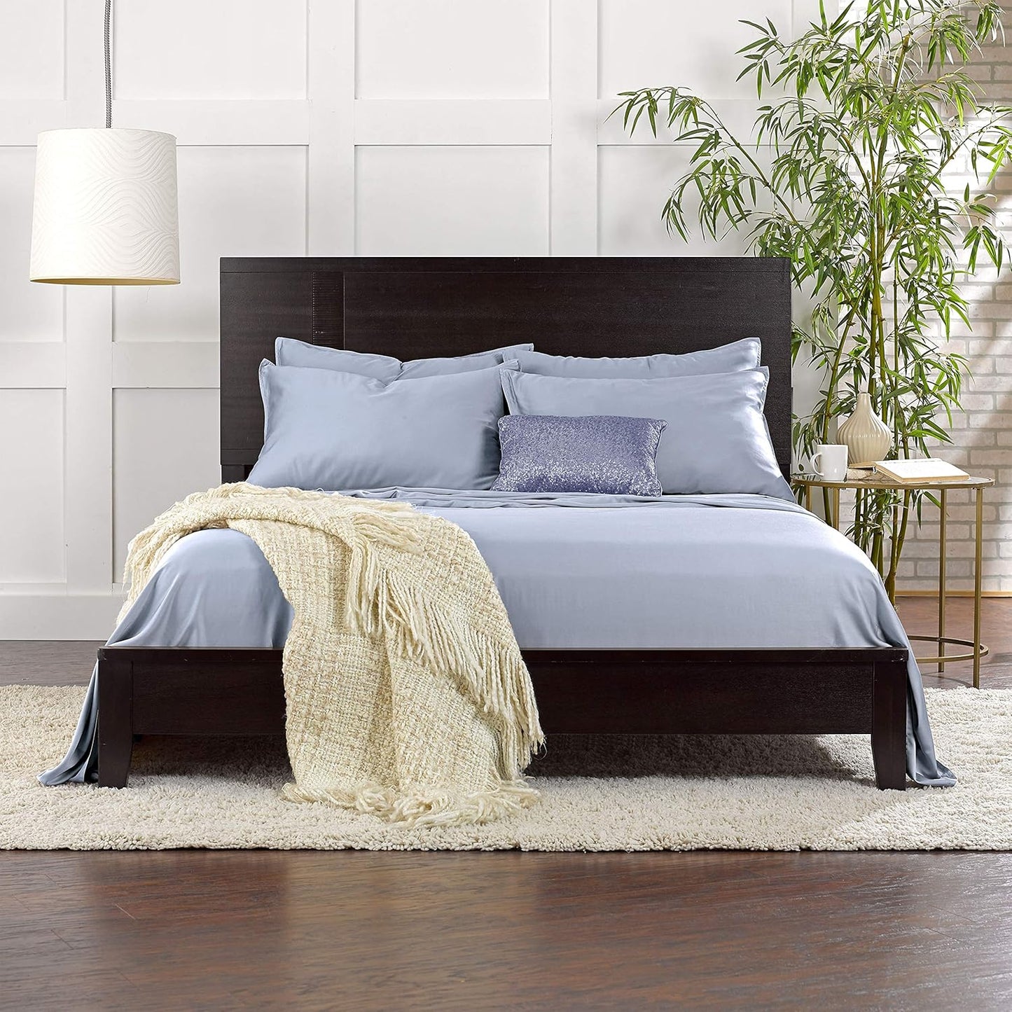 California King Sheets by Pure Bamboo, Genuine 100% Organic Viscose Derived from Bamboo Bed Sheet Set, Soft & Cooling, Double Stitching, Lifetime Quality Promise (California King, Sterling Blue)