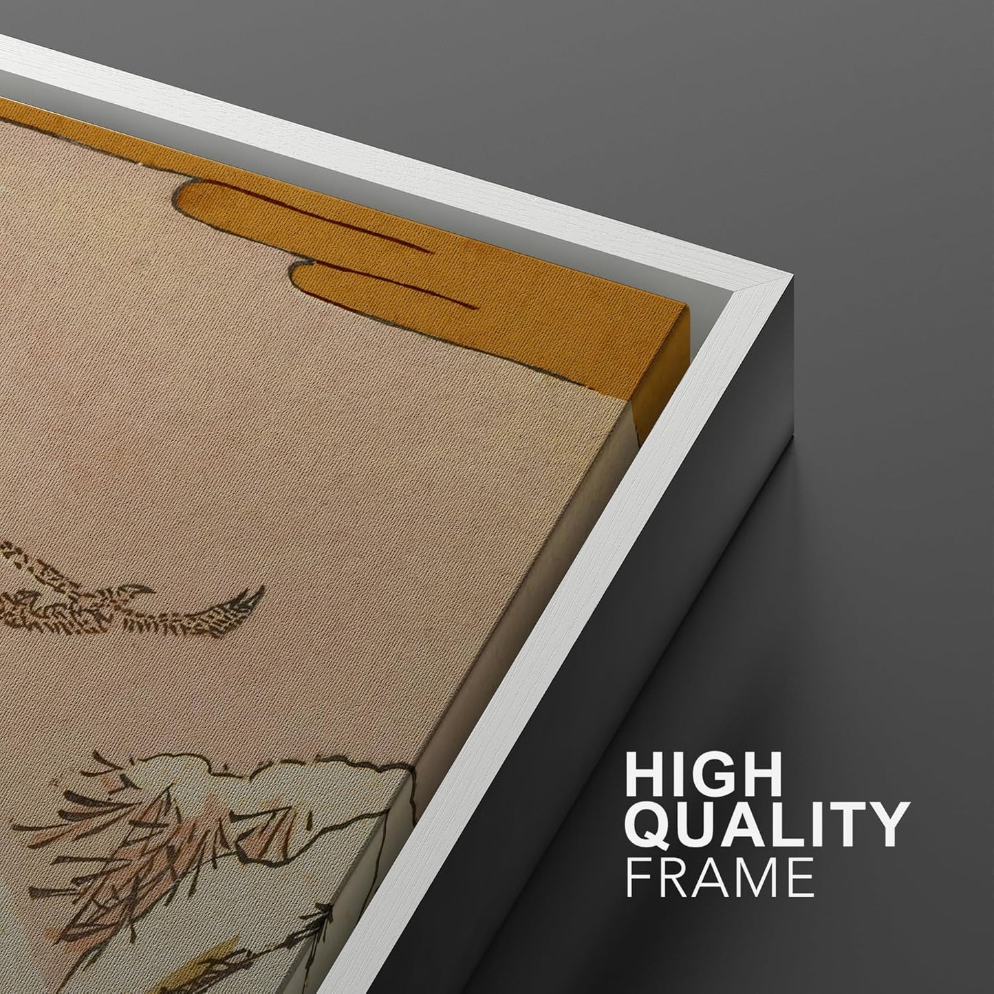 SIGNWIN Framed Canvas Print Wall Art Set Japanese Crane Vintage Style Bird and Bamboo Illustrations Modern Art Rustic Minimal for Living Room, Bedroom, Office - 24"x36"x2 White