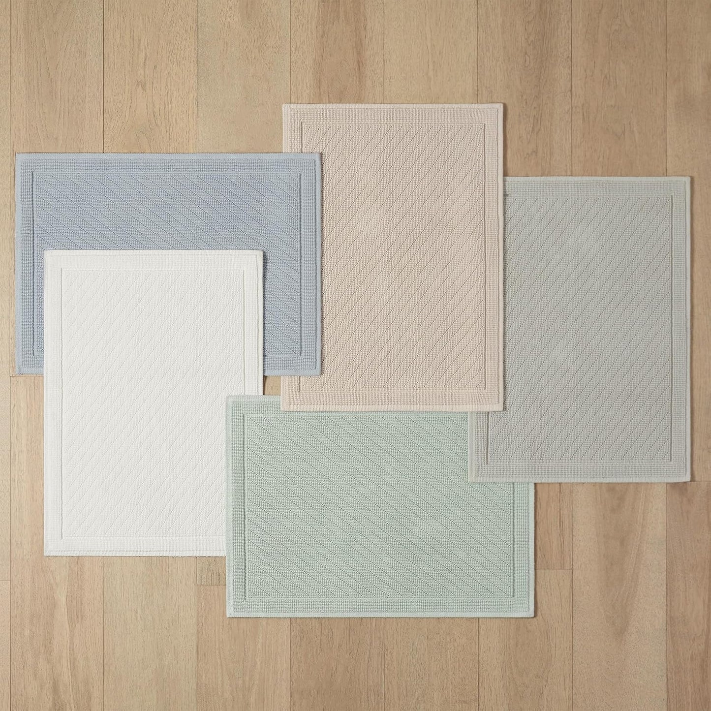 Arkwright 100% Cotton Bathroom Rug - High Absorbent Stylish Textured Woven Design Bath Mat, Slip Resistant Backing for Shower and Bathtub Floor, 24x36 in - Beige