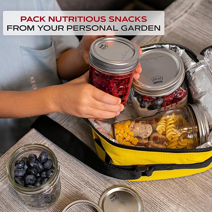 FORJARS - Wide Mouth Canning Lids, 24-Pack – Create Airtight Seals on Mason Jars to Preserve Food for Meal Prep & Emergency Food Storage – 3.4 In. Metal Lids with Silicone Seals – Canning Supplies