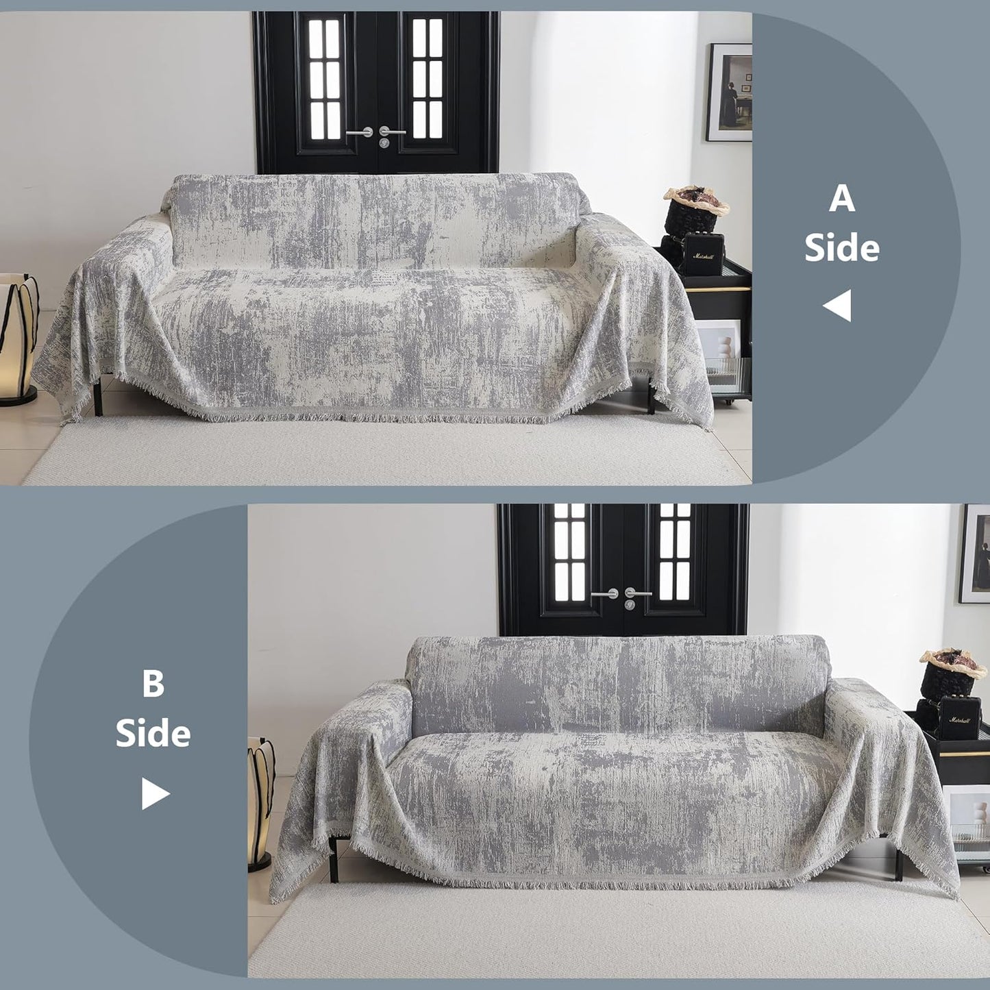 MYSKY HOME Couch Cover for Sectional Sofa Set - Washable Pet Couch Cover, 3 Cushion, Chenille, Multi-Use, 91" X150