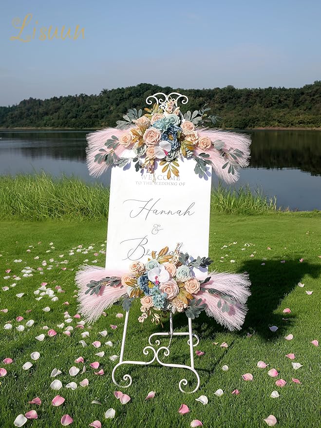 Wedding Arch Flowers, Artificial Flowers for Decoration, Large Flower Swag for Boho Styles Wedding Ceremony Floral Decor - Pack of 2