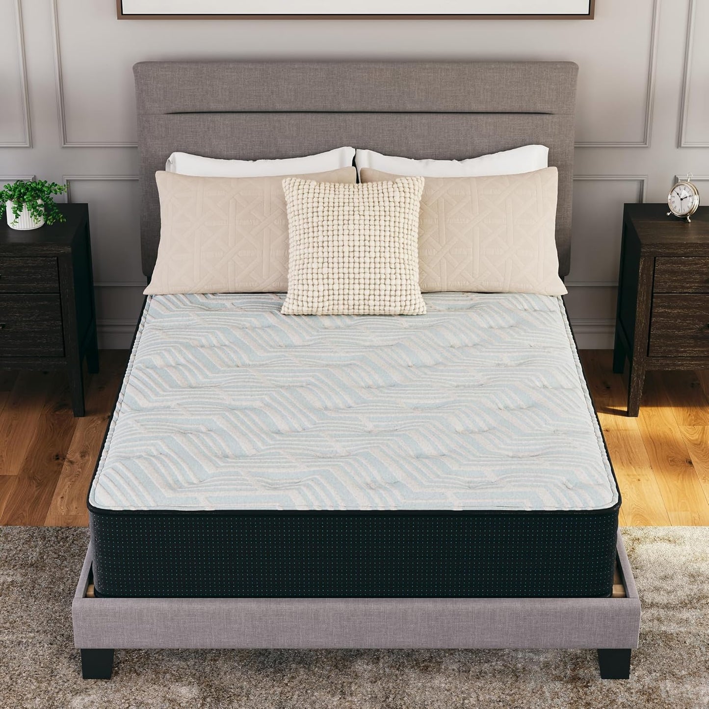 Signature Design by Ashley Twin Size Comfort Plus 10 Inch Hybrid Mattress with Lumbar Support Gel Memory Foam, Fiberglass Free, Mattress In A Box
