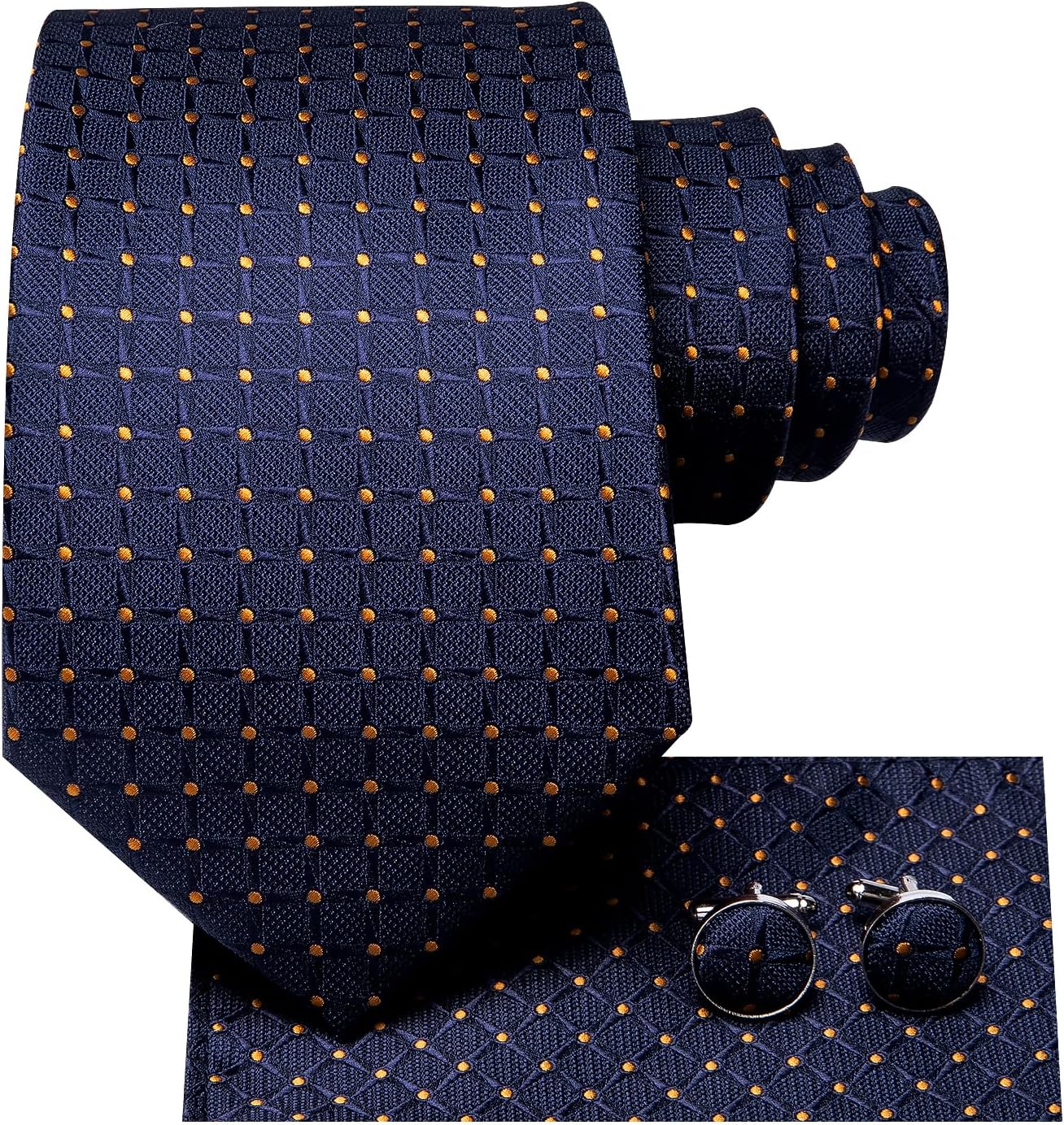 Dubulle Mens Paisley Striped Tie WOVEN Necktie for Men and Handkerchief Cufflinks Set Wedding Formal Business