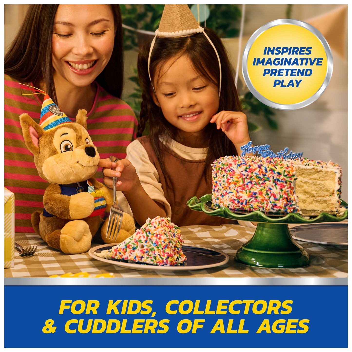 Paw Patrol GUND Birthday Chase Plush, Official Chase Plush Toy, Birthday Stuffed Animal, Sensory Toy for Ages 1 and Up, 9.5”