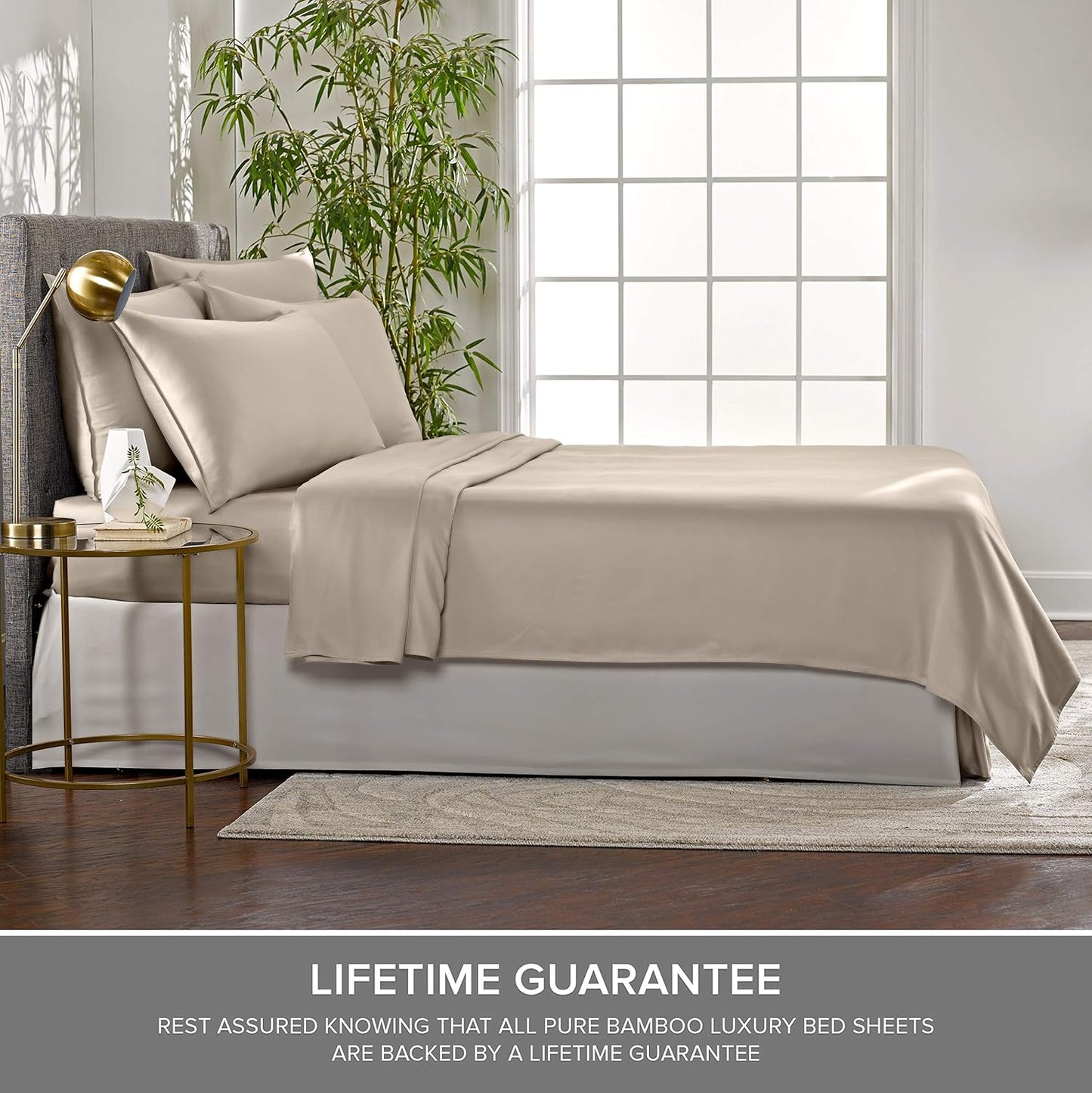 Twin XL Sheets by Pure Bamboo, Genuine 100% Organic Viscose Derived from Bamboo Bed Sheet Set, Luxuriously Soft & Cooling, Double Stitching, Lifetime Quality Promise (Twin XL, Sand)