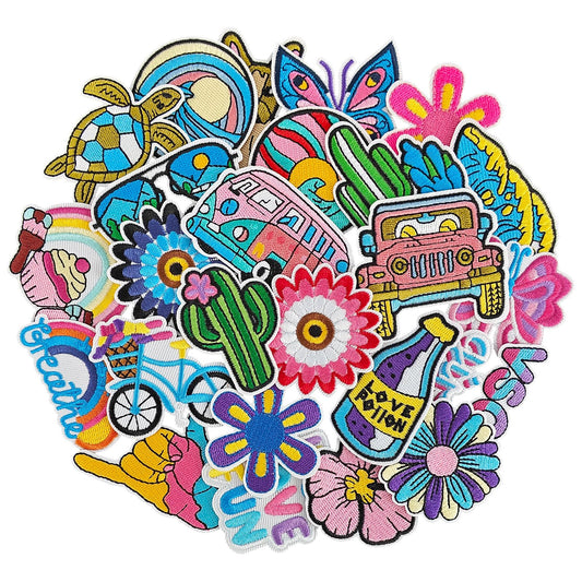 GYGYL 25Pcs Iron on Vintage Patches, Retro Aesthetics Applique Embroidered Sew on/Iron on Patches for Backpacks, Clothes, Dress, Hat, Jeans, Pant, Shoe,Bags
