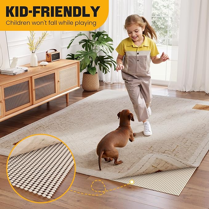 Non-Slip Rug Pad Gripper 2x6 Feet, Anti Skid Mat for Kitchen Hallway Runner Rug, Keep Rugs in Position and Safe, Thick Cushioned Carpet Pad for Hardwood Floors Protection