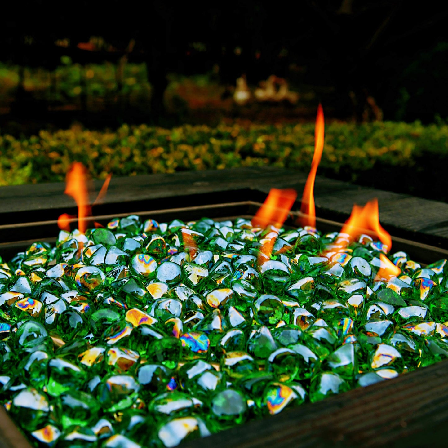 Chilli Cosmos Fire Glass Diamond 1 InchFire Pit Glass Rocks for Propane or Gas Fire Pit 10 Pounds Emerald Green(Gift Package)