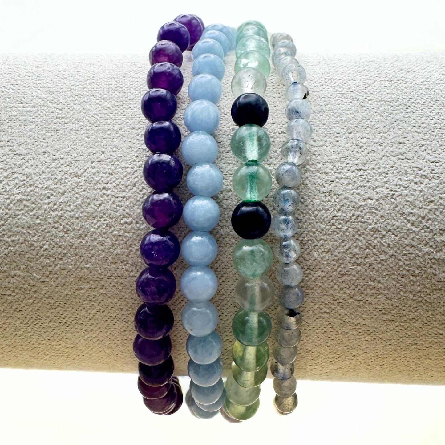Wendy Kleiner Crystal Bracelet and Crystal Bracelet Stack – Healing Stone Beads – Small Size Beads - Spiritual Energy Jewelry – Elastic, Unisex, Gift-Ready (Healing Crystal Bracelet)