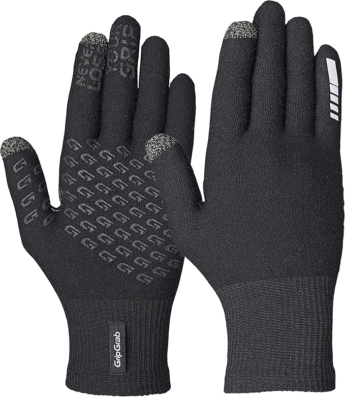 GripGrab Primavera 2 Merino Wool Spring Autumn Cycling Gloves Knitted Touchscreen Full Finger Anti Slip Bicycle Liners