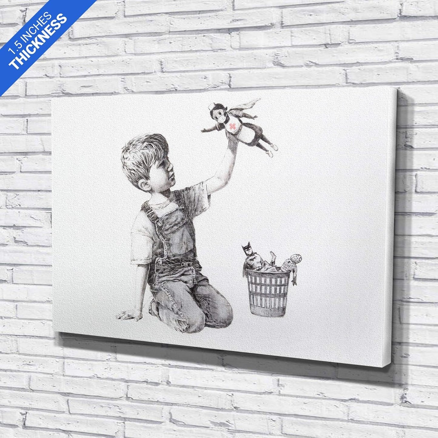 Banksy Super Nurse Hospital Canvas Art Wall Art Home Decor - Various Sizes (24in x 18in Gallery Wrapped)