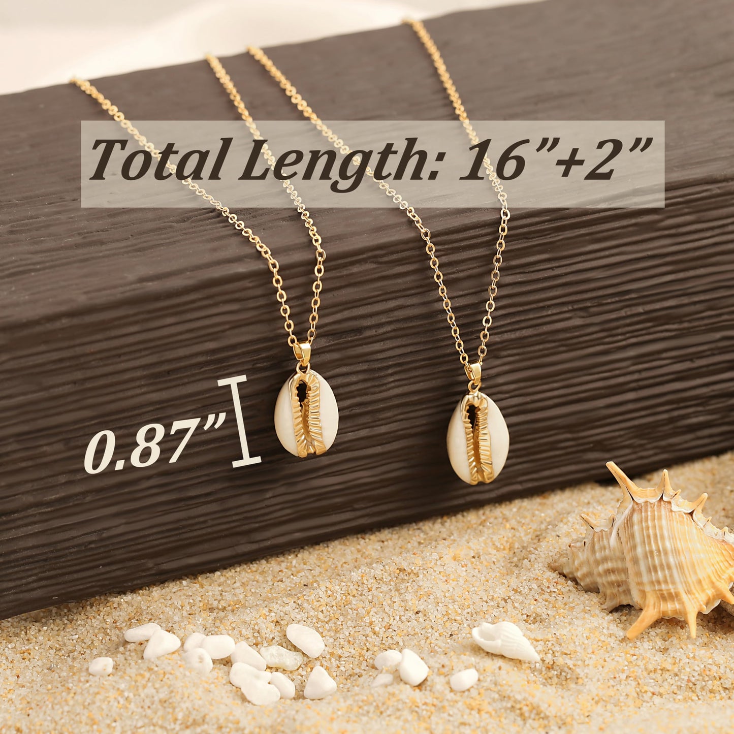 POTESSA 18K Gold Plated Seashell Necklace Gold Puka Shell Necklace Summer Boho Beachy Charm Jewelry For Women Gift