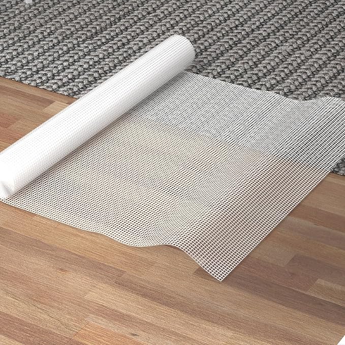Silicone Non-Slip Rug Pad, Anti Skid Thin Area Rug Pad Gripper, Under Carpet Rug Mats for Hardwood Surface Floors, Keep Rugs in Place-6x9 Ft
