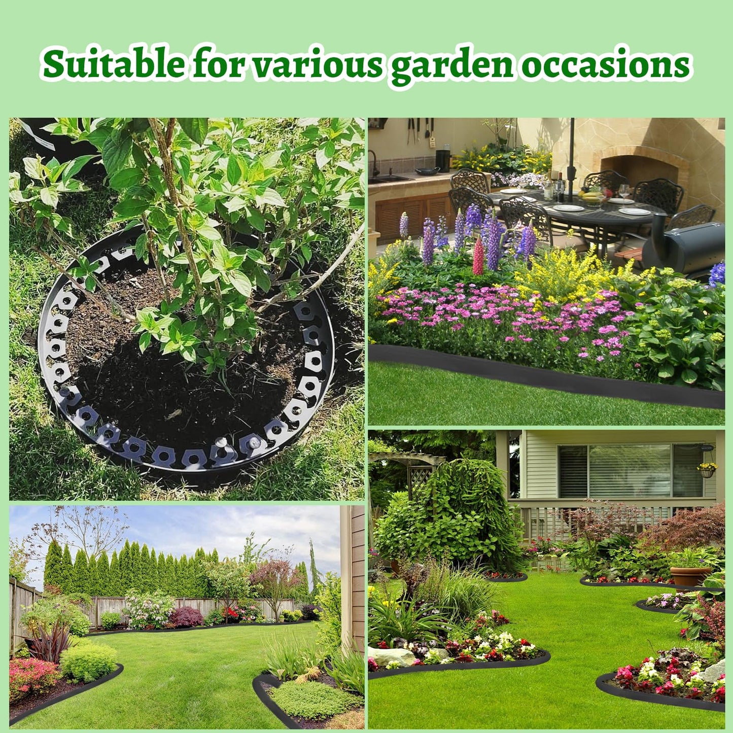 80 ft Fence Edging for Landscaping Include Garden Pruning Scissors,80 Spikes,80 ft Lawn Edging Edging for Landscaping Edging and Garden Edging and Garden Border and Flower Bed Edging (Black-80ft)
