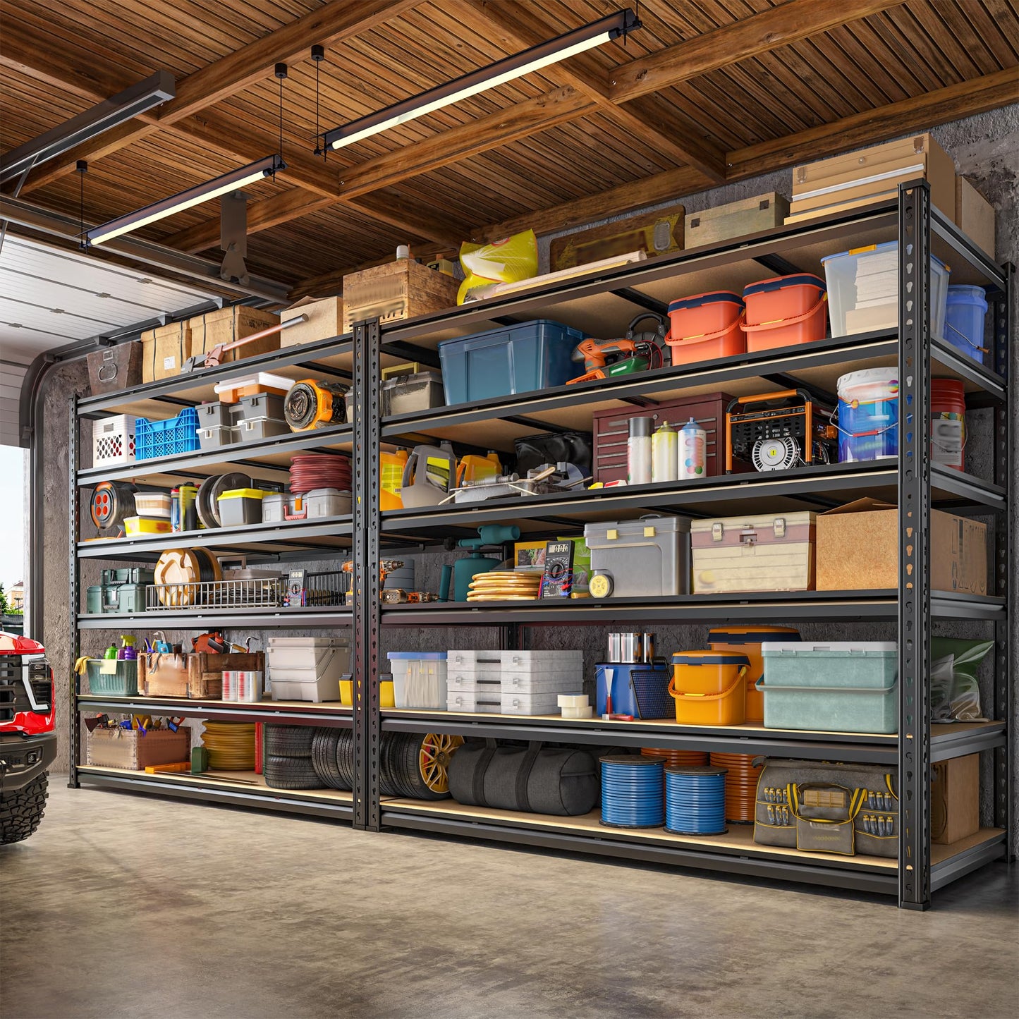 DurayLoly 83.8"H Garage Shelving 59.8"W Metal Shelving 3000LBS Storage Shelves Heavy Duty Garage Shelves Adjustable 6 Tier Metal Shelf for Basement Warehouse Pantry Supermarket 59.8"W x 24"D x 83.8"H