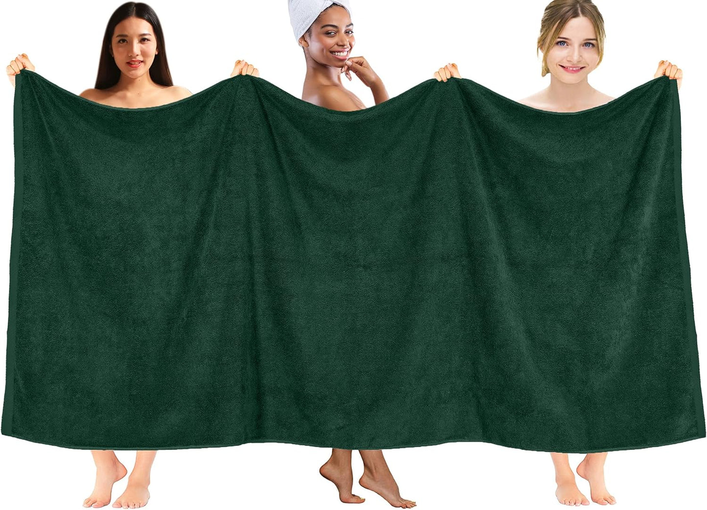 DAN RIVER Pack of 1 Bath Sheet 40x80 Inches, Oversized Bath Towels Extra Large, Organic Cotton Towels for Bathroom - Hunter Green