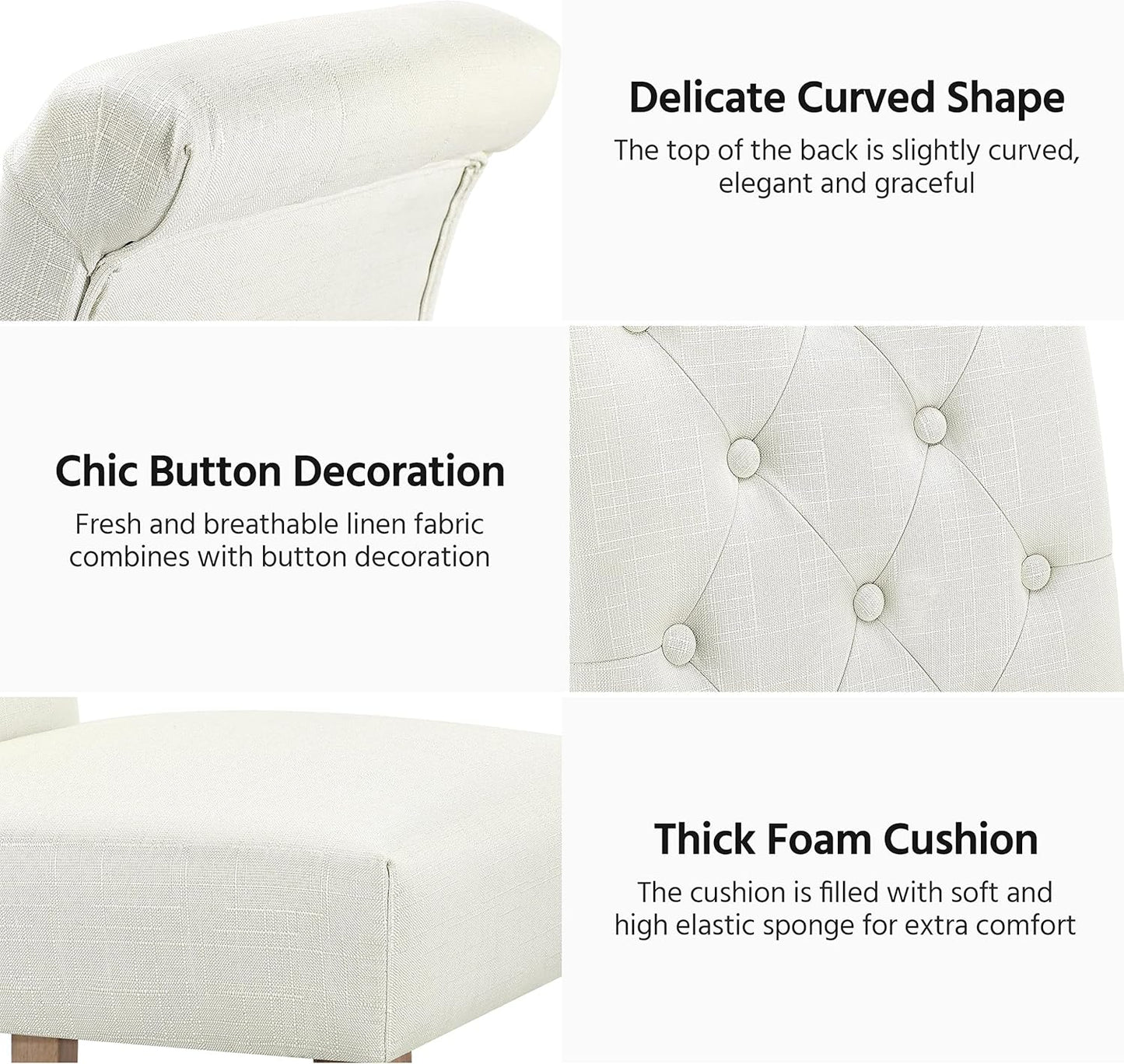 Yaheetech Dining Chairs Set of 6 Fabric Upholstered Dining Room Chairs with Button Tufted High Back and Solid Wood Legs for Kitchen/Living Room/Restaurant, Modern Style, Beige
