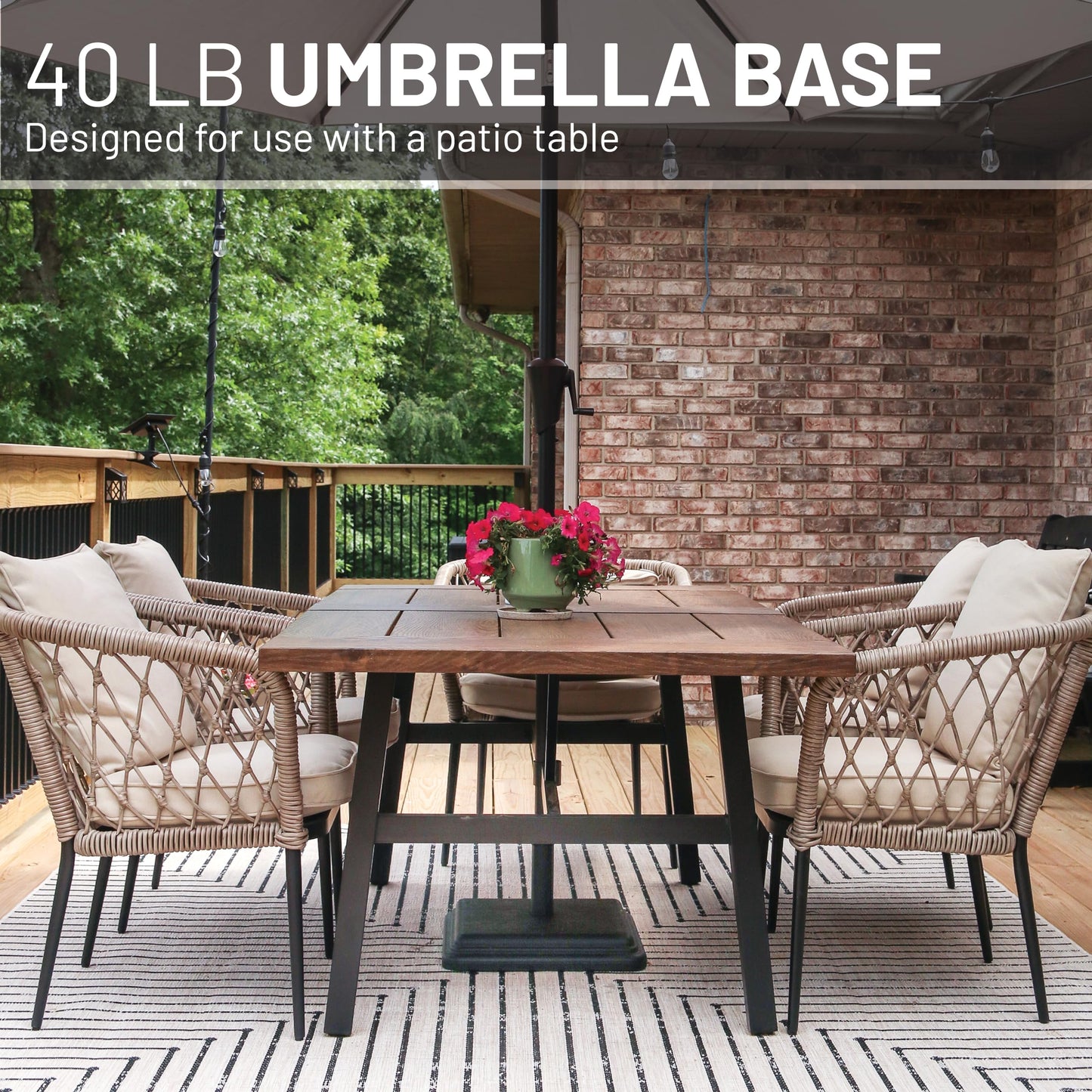"US Weight 40 Pound Umbrella Base - Weighted Umbrella base For Use With Patio Table – Heavy Duty Base- Made in the USA "