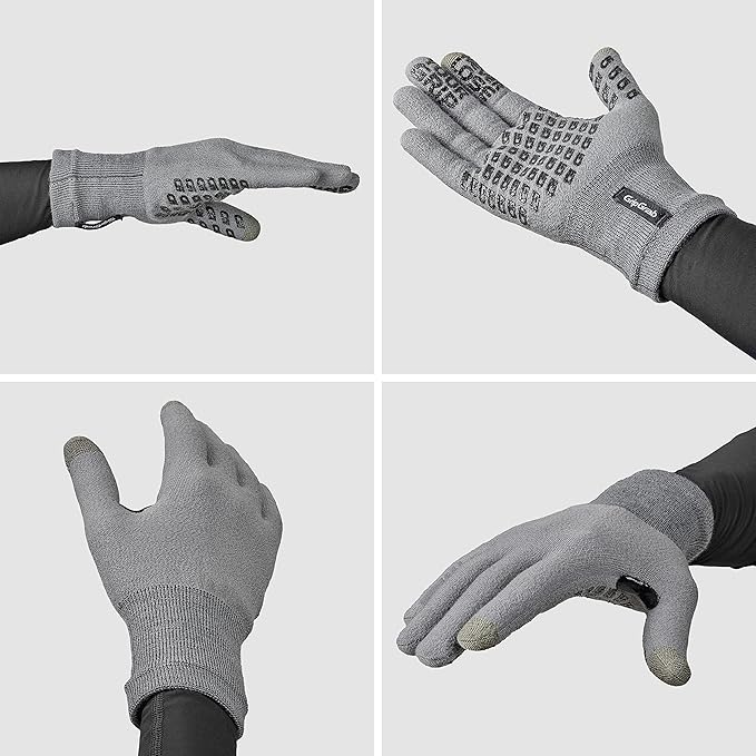 GripGrab Primavera 2 Merino Wool Spring Autumn Cycling Gloves Knitted Touchscreen Full Finger Anti Slip Bicycle Liners