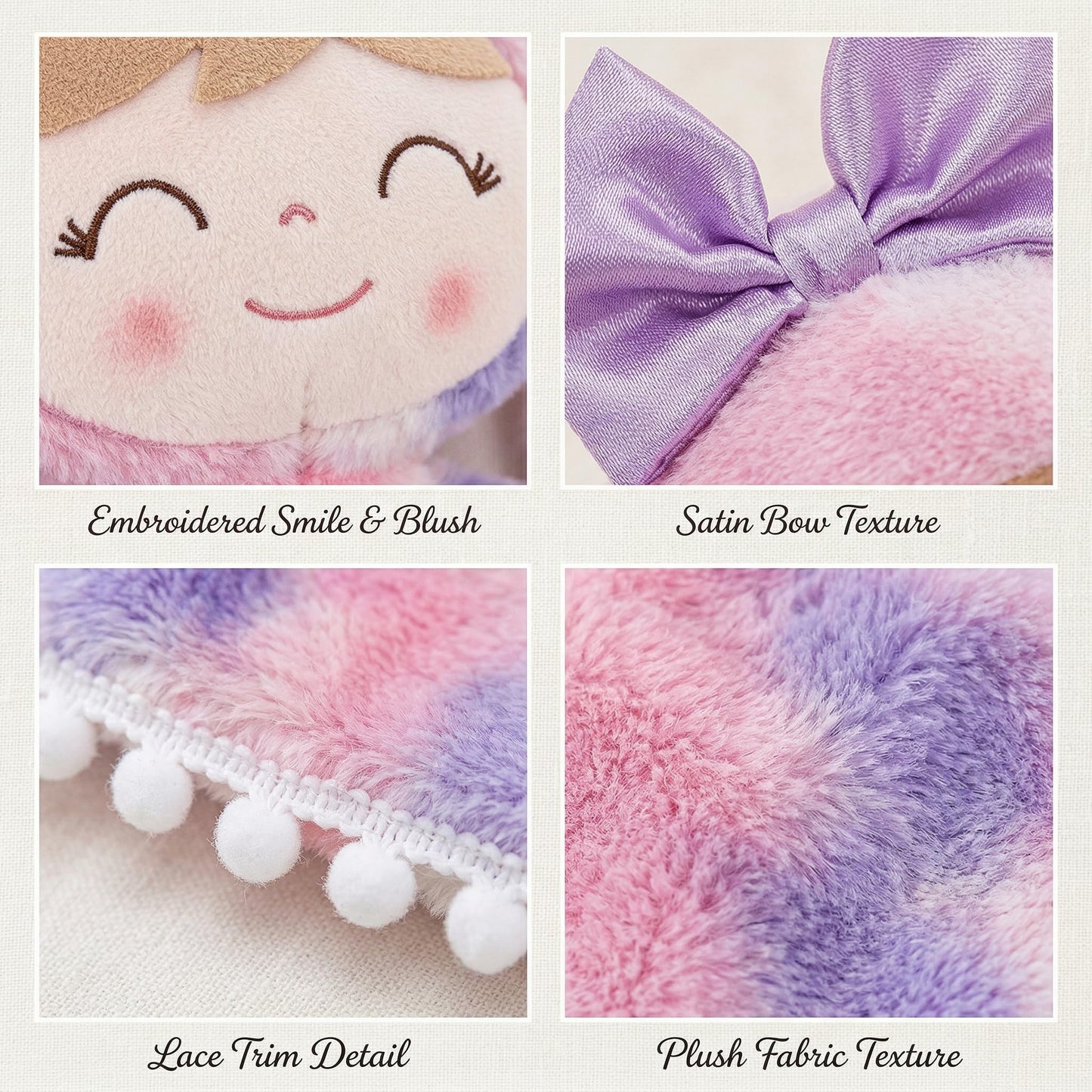 Gloveleya Easter Bunny Gift Baby Girl Gift Plush Bunny Dolls First Baby Doll Toddlers Rabbit Toy Bunny Gifts for Girl Tie-Dye Purple 12 Inches