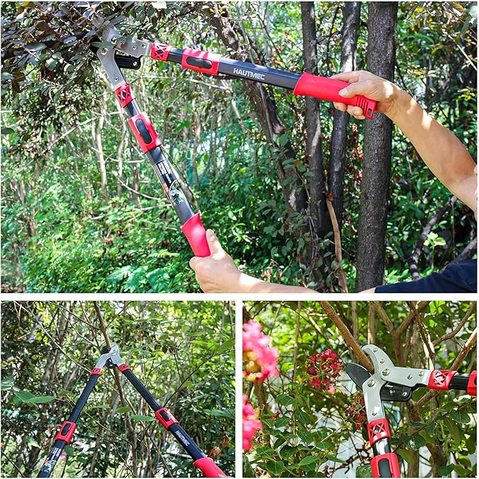 HAUTMEC Anvil Loppers for Tree Trimming Heavy Duty, Extendable 27-37'' Garden Loppers with Compound Action System, 2" Cutting Capacity,with replacement blades, HT0461