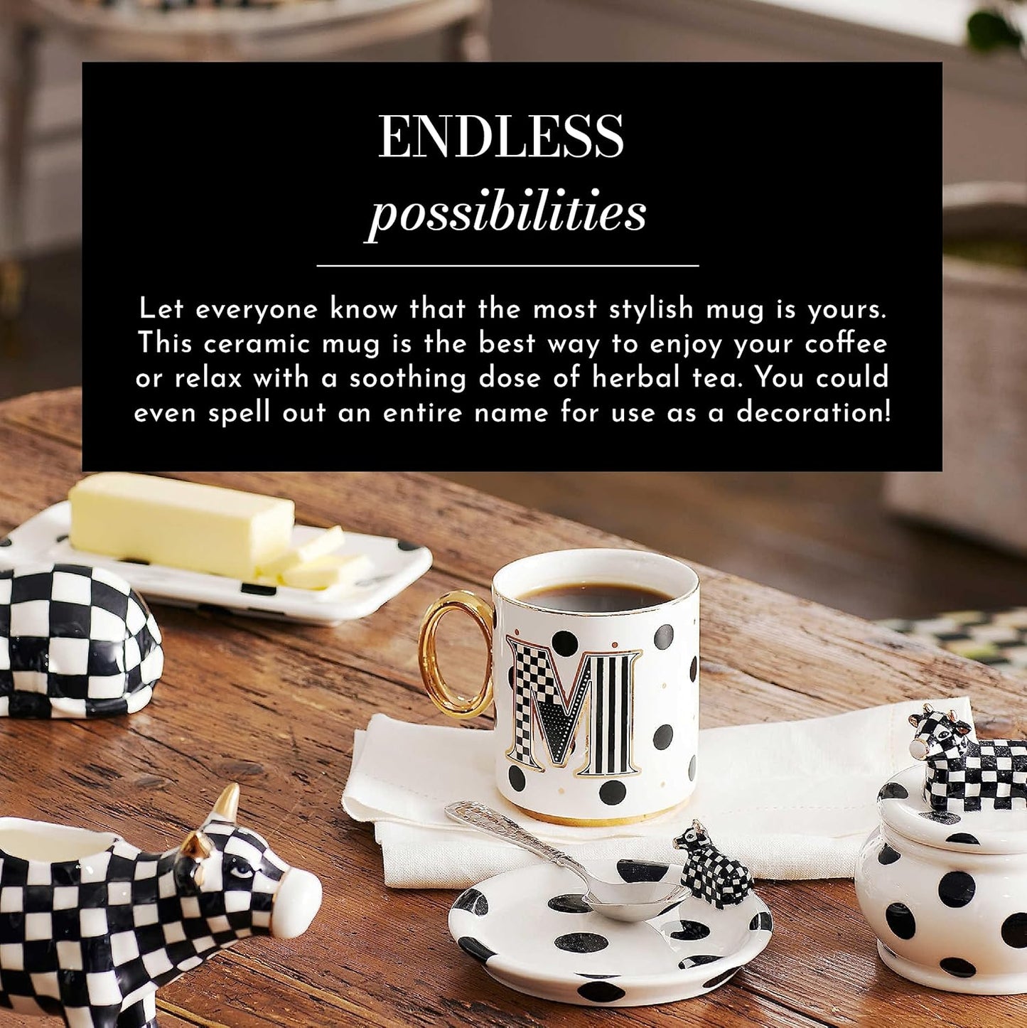 MACKENZIE-CHILDS My Mug, Decorative Ceramic Coffee Mug with Handle, Y