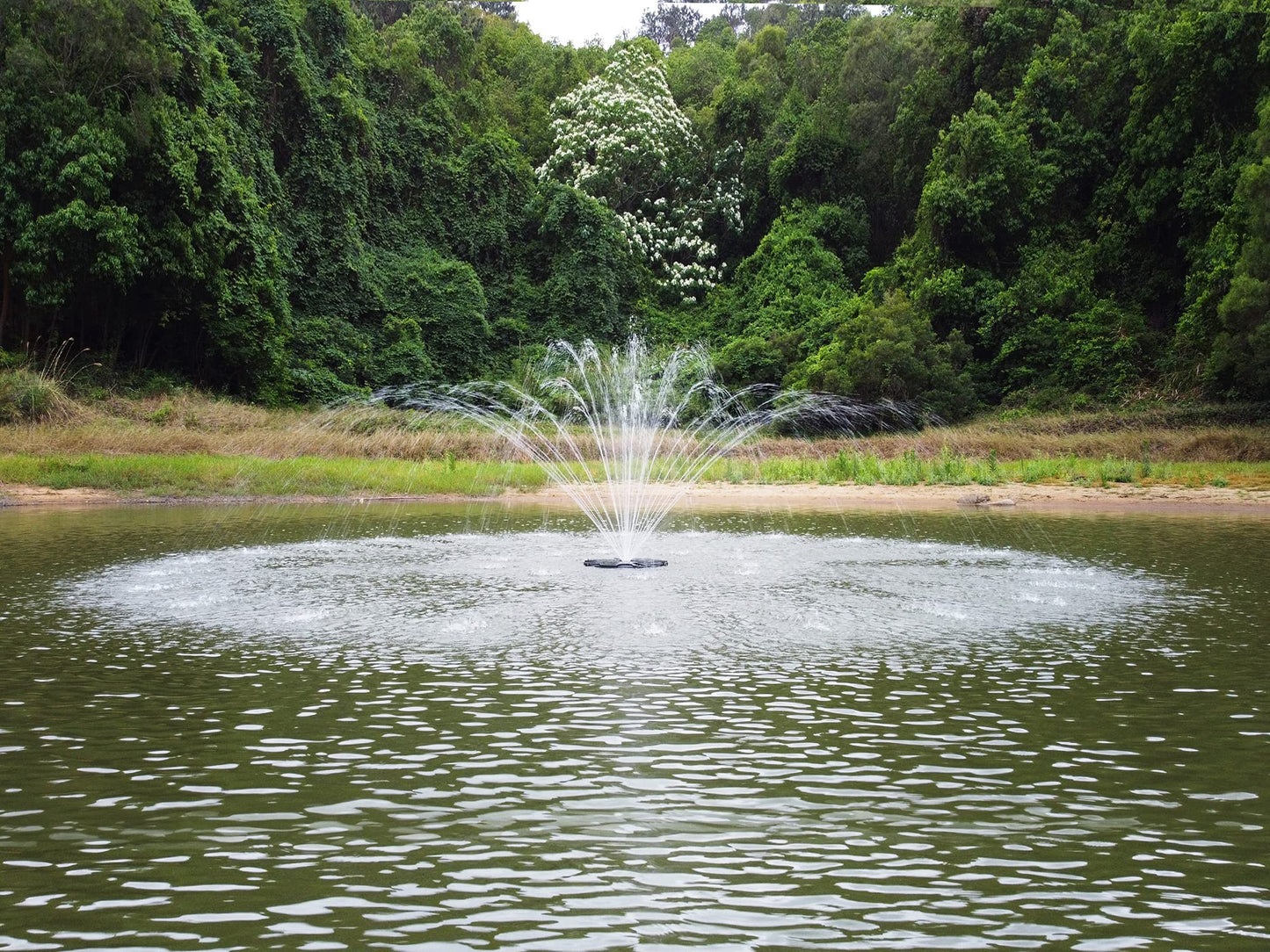 HQUA FS01 120V, 1/2HP, Large Pond Floating Fountain with FSL01 LED RGB Color-Changing Light Sets, 100’ Cord, 13000 GPH, Two Spray Patterns 32'x12' and 18'x6'