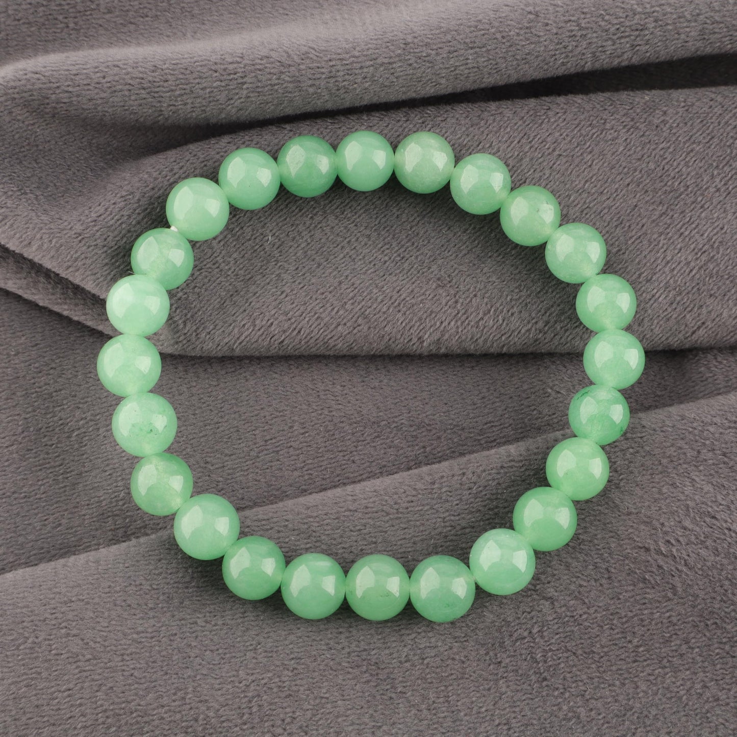 Anagha Jewels Natural Green Jade Gemstone Handmade 8mm Round Beaded Stretch Bracelet 7.5" , Green Jade Crystal Beads Unisex Bracelet For Gift, Chakra Reiki Healing Elastic Bracelet, Jade Beads Bracelet