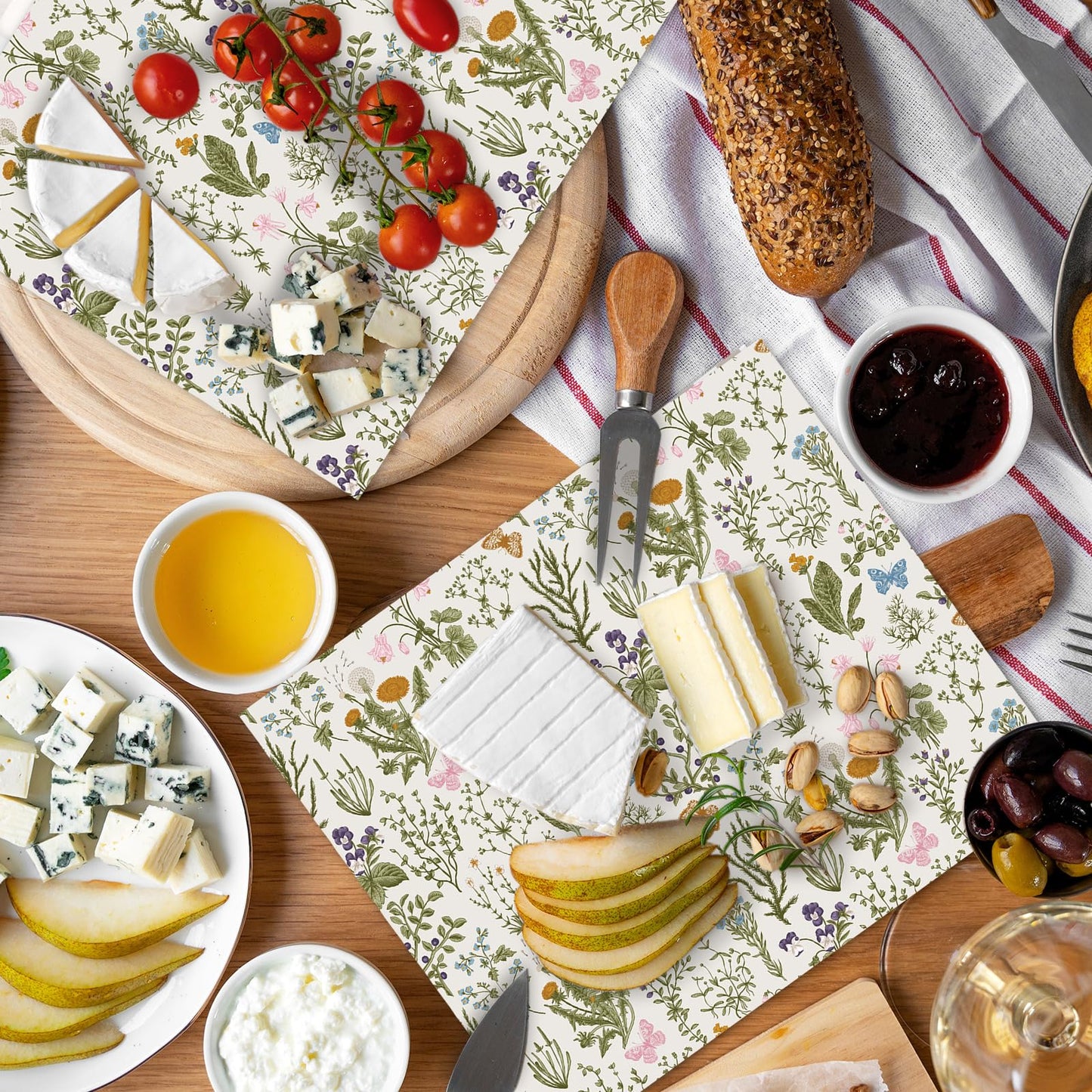JarThenaAMCS 200 Pcs Wildflower Wax Paper Sheets Deli Paper Vintage Floral Sandwich Wrap Tissue Waterproof Oil-Proof Food Basket Liner for Spring Picnic Kitchen Supplies, 9.8 x 8.3 Inch