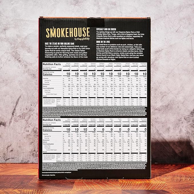 Smokehouse by Thoughtfully, Gourmet Ultimate Grilling Spice Set with Birthday Wrap, Includes 20 BBQ Seasonings & Rubs Like Chili Garlic, Italian, and Cajun, Gift for Him, Dad, or Grill Lovers