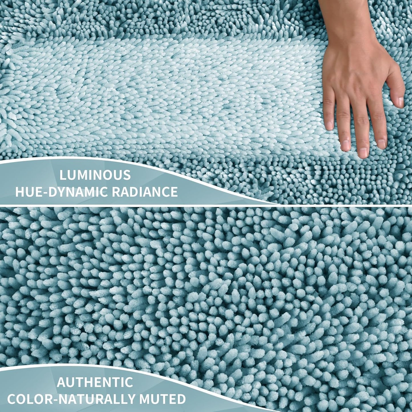 Yimobra Long Bathroom Rugs Runner 60x24 Inch, Extra Thick Soft Absorbent Chenille Bath Mat, Non Slip Machine Washable, Quick Dry Bath Rugs for Bathroom Floor, Tub and Shower, Greyish Blue