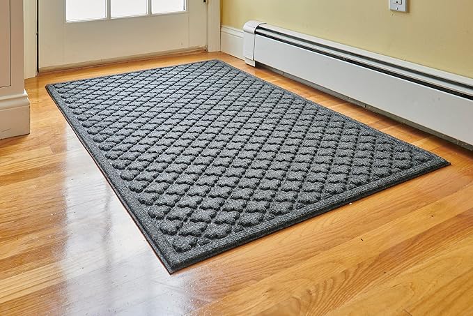 MATSINC Artisan Entry Front Door Mat - Rubber Back Indoor or Outdoor Mat with Quadra Foil Design, Water Absorbing Welcome Front Door Mat Outside Entrance, Made in The USA, 30" x 48"(Graphite)