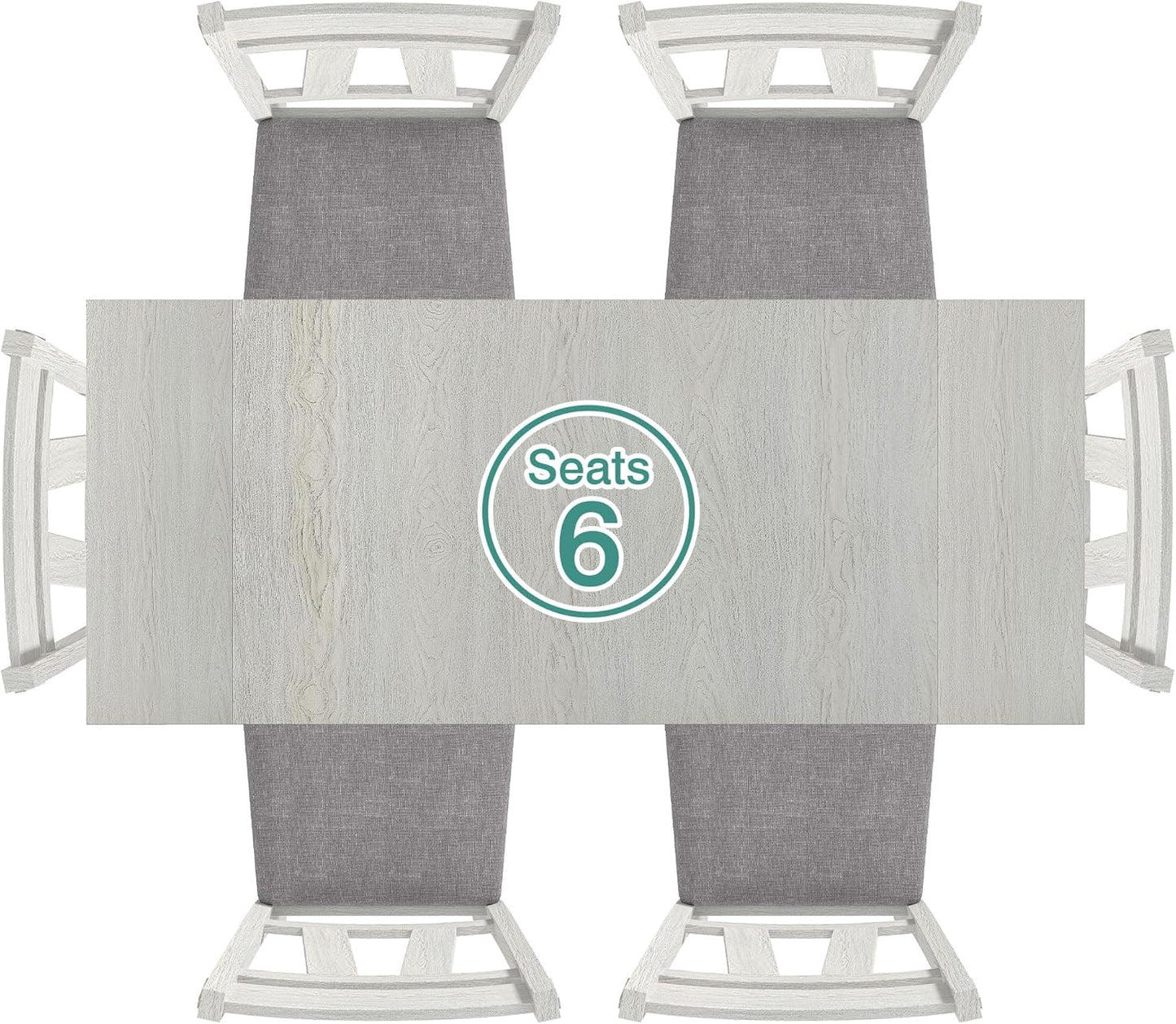 Wood Dining Table Set for 6, Modern Breakfast Dinette Kitchen Table with Chairs for Dining Room, Kitchen, Grey