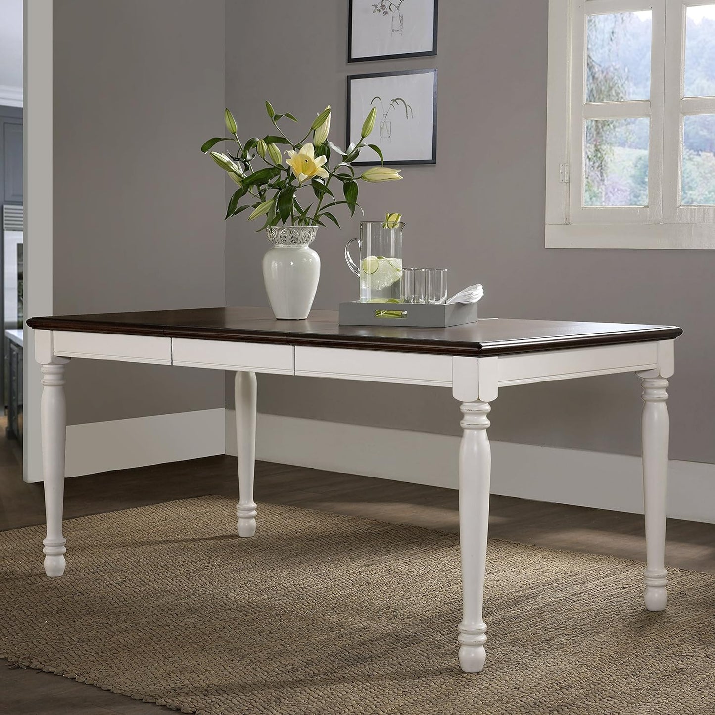 Crosley Furniture Shelby 5-Piece Traditional Dining Table Set for 4, Dinner Tables with Kitchen Chairs, Distressed White