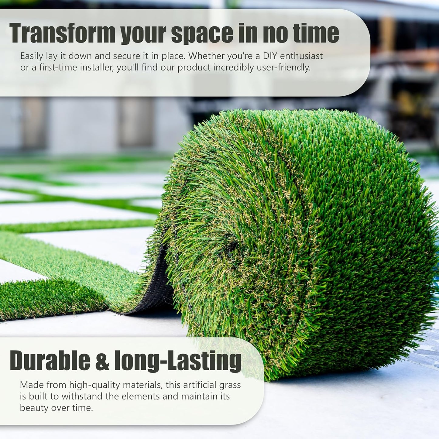 Artificial Grass Strip 5" x25' for Indoor/Outdoor Use-Realistic, 1" Thick Synthetic Turf for DIYers and Professionals, Pre-Cut Roll for Easy Installation and Creative Designs (5in x 25ft)