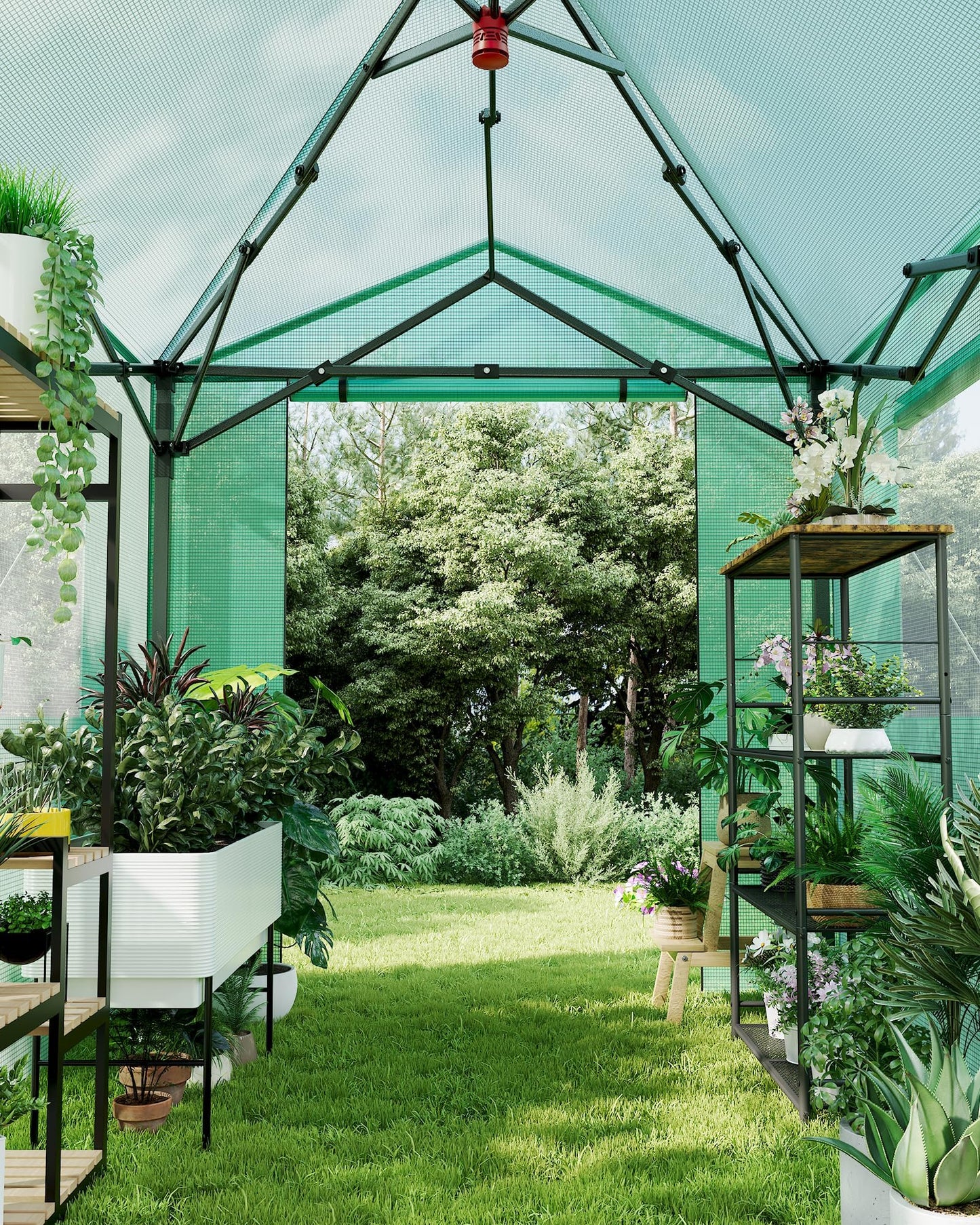 8x12 FT Pop-Up Greenhouse with Durable PE Cover, 96"x144" Large Grow Tent for All Seasons | Features Zippered Doors & Mesh Windows for Indoor/Outdoor Plants, Easy to Assemble (Green)