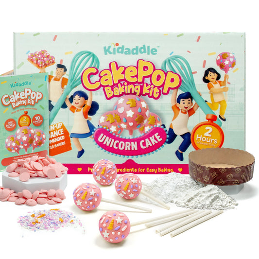 Kidaddle DIY Cake Pop Kit – Unicorn | Baking Kit with Premeasured Ingredients, Decorating Supplies | Made in USA | Certified Kosher | Christmas Gift
