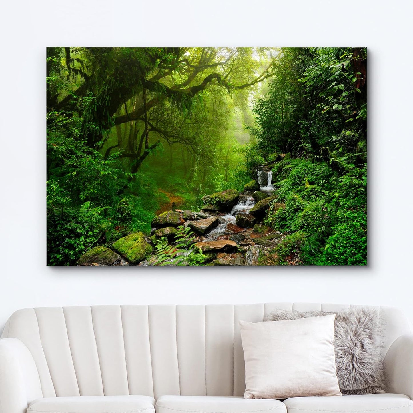 wall26 Canvas Print Wall Art Nepal Green Forest & Waterfall Nature Wilderness Photography Modern Art Rustic Scenic Colorful Multicolor for Living Room, Bedroom, Office - 24"x36"