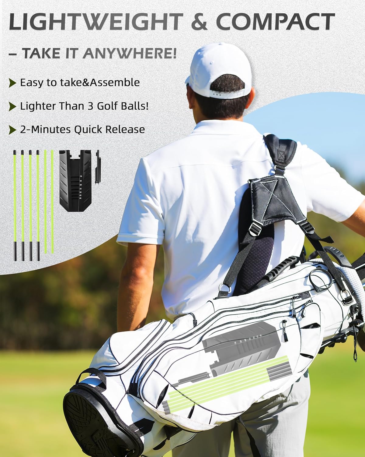 Golf Alignment Sticks, Golf Swing Trainer with Angle Plate/Holder Sets, Posture Corrector Golf Trainging Aid, Swing Plane Trainer for Aiming, Putting, Swing/Professional Golf Practice Tools