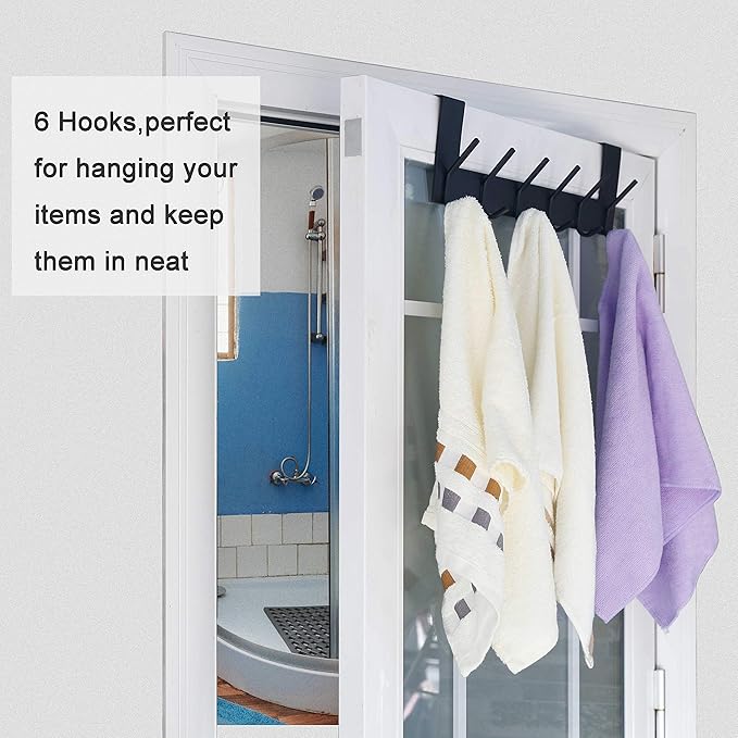 WEBI Over The Door Hooks for Clothes:Door Hanger,Over The Door Towel Rack,Door Coat Hanger Door Coat Rack for Hanging Towels,Hats,Behind Back of Bathroom,Bronze,2 Packs