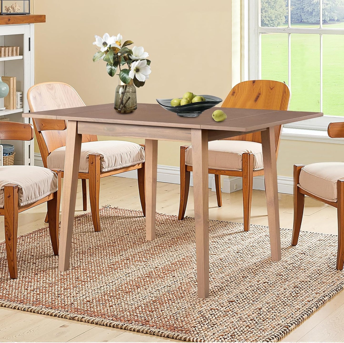 29"- 45" Extendable Dining Table for 2-4, Folding Square Dinner Table Small Kitchen Dining Room Tables with Wood Legs for Small Space, Kitchen, Living Room, Natural