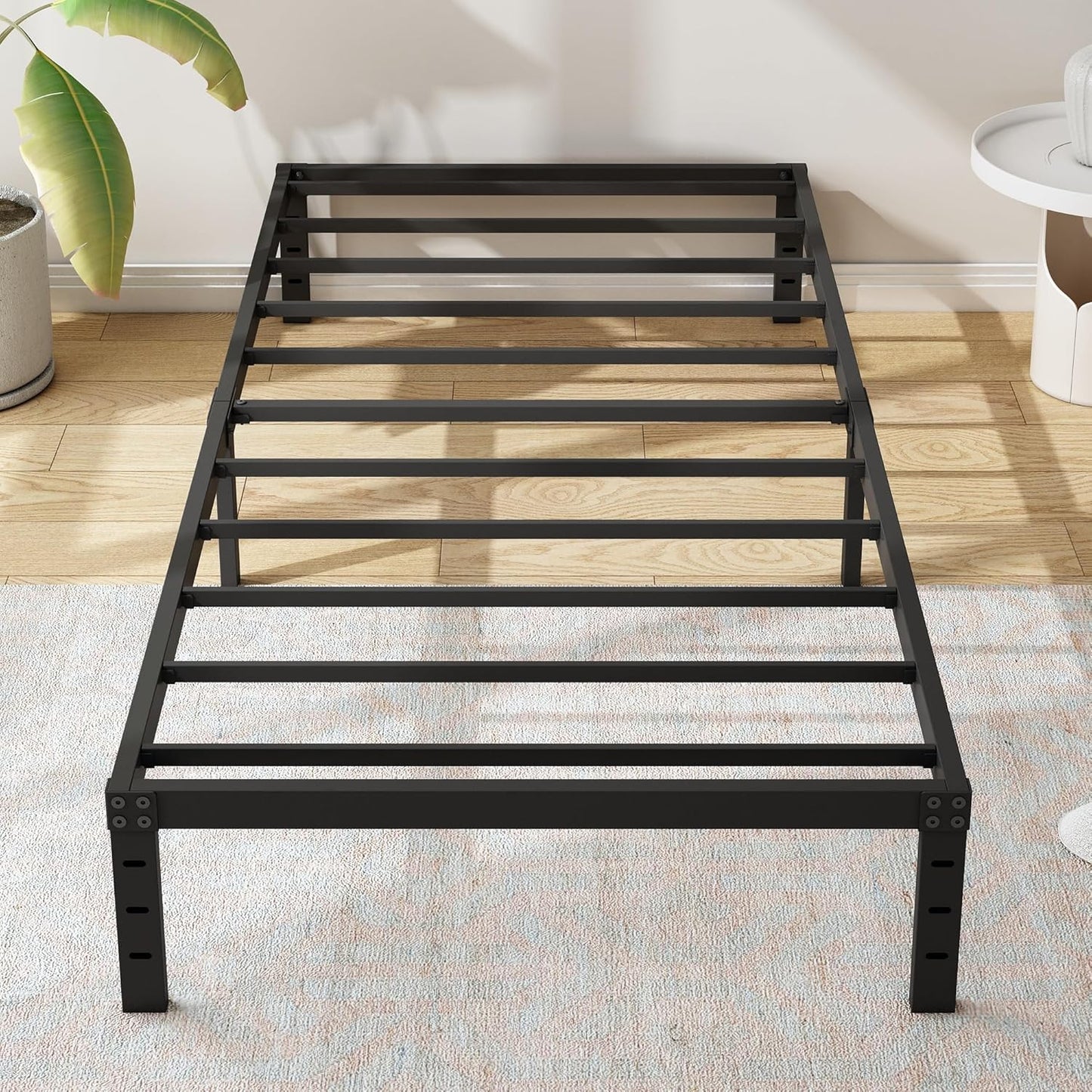 12 Inch Twin XL Size Bed Frames, Heavy Duty Metal Bed Frame Twin XL, No Box Spring Needed, Easy Assembly, Noise-Free, Black
