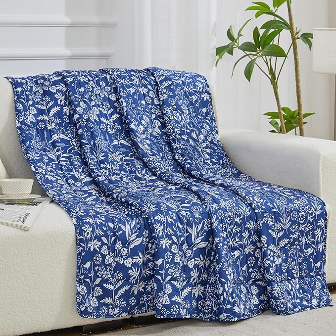 yescool Weighted Blanket for Adults (20 lbs, 48" x 72", Indigo) Cooling Heavy Blanket for Sleeping Perfect for 140-160 lbs, Twin Size Breathable Blanket with Premium Glass Bead, Machine Washable