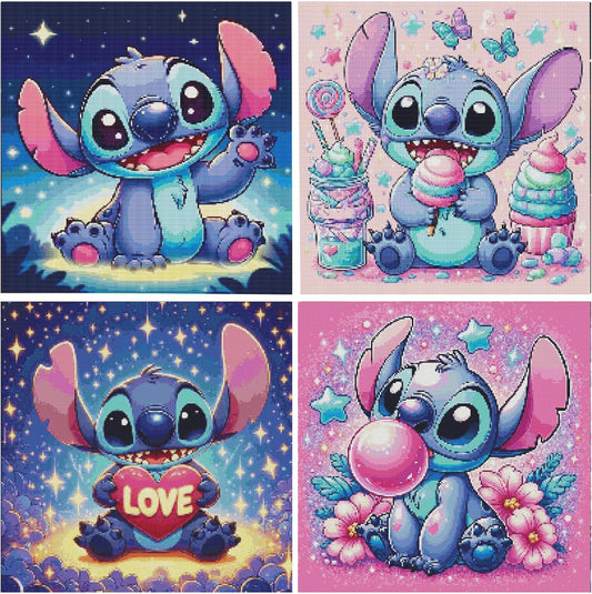 JAKI Diamond Art Kits for Adults-Cartoon Diamond Art Painting Kits for Adults,5D DIY Gem Art Kits for Home Wall Decor(4 Pack.12x12inch)